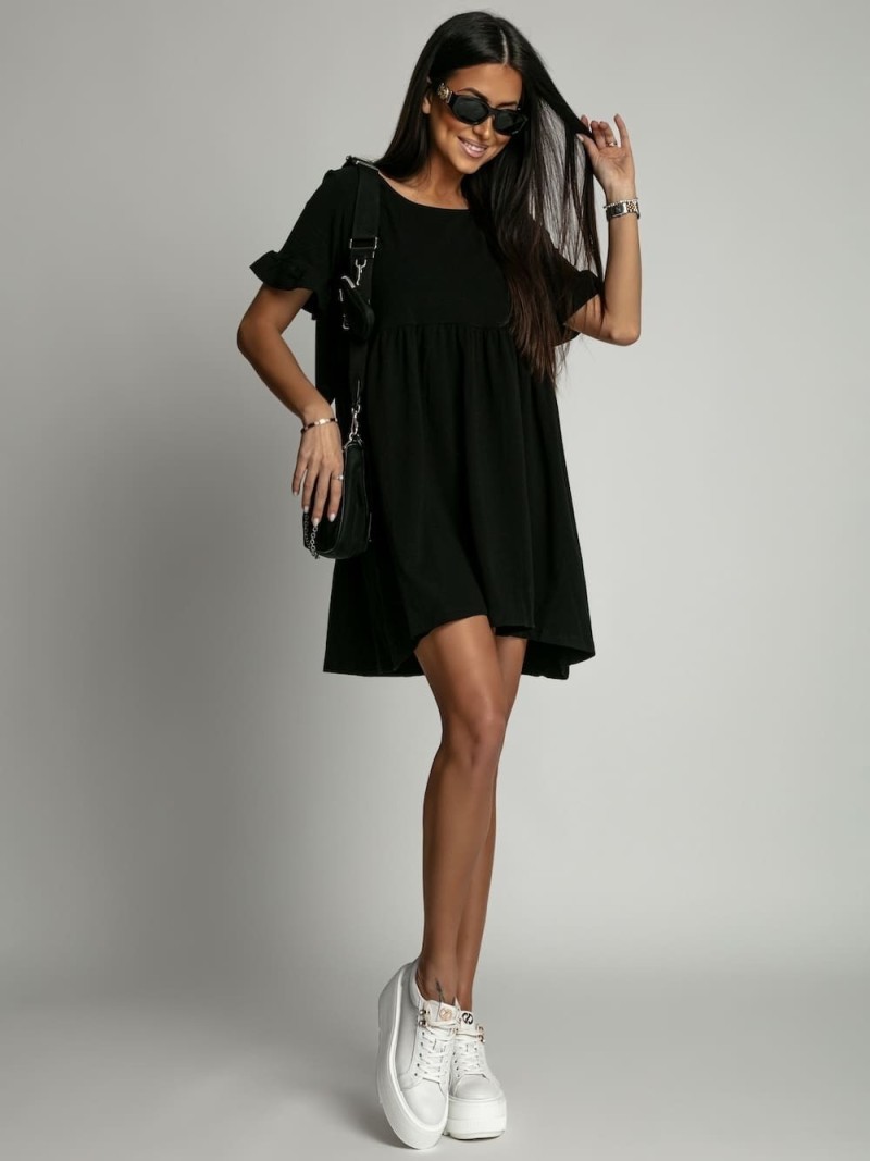 Oversize dress with short sleeves, black FK530 - Online store - Boutique